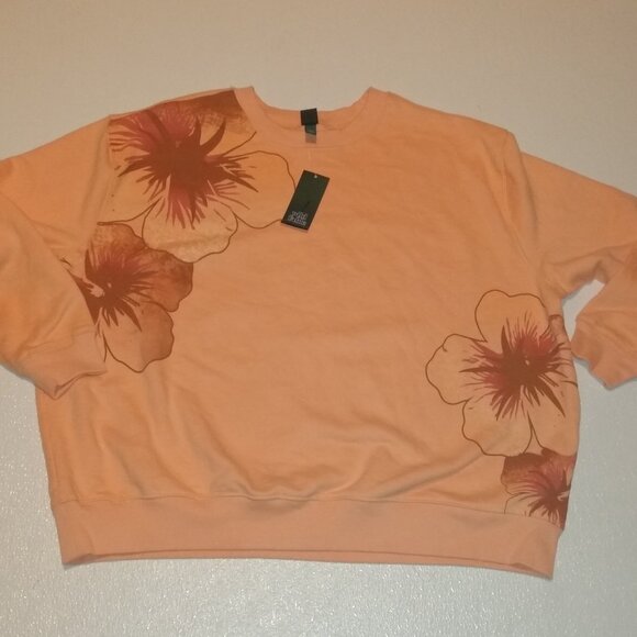 Peach Floral Sweatshirt Women's size Peach-orange - Picture 1 of 3